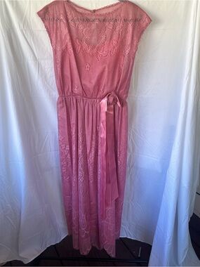 Vintage Pink Lace Midi Dress with Satin bow size 11/12